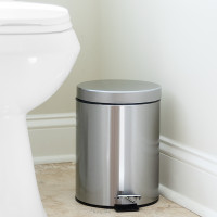 Flash Furniture PF-H008A5-M-GG Stainless Steel Fingerprint Resistant Soft Close, Step Trash Can - 5L (1.3 Gallons)